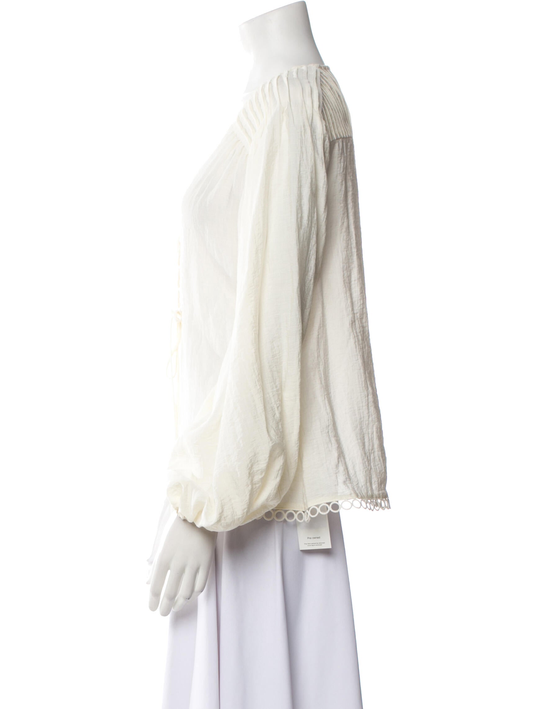 Jonathan Simkhai V-Neck Long Sleeve Blouse